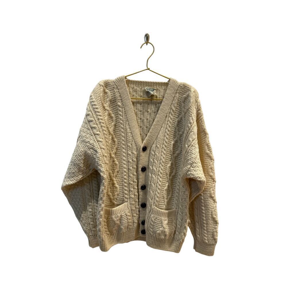 Carraig Donn Cableknit Cardigan white sweater medium vintage